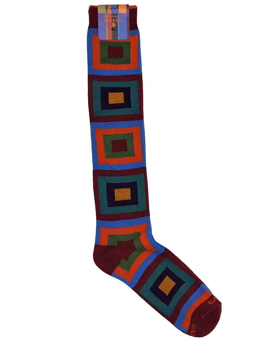 Calza Gambaletto Uomo Gallo maglia rasata Amaranto fantasia Quadri - AP515291...