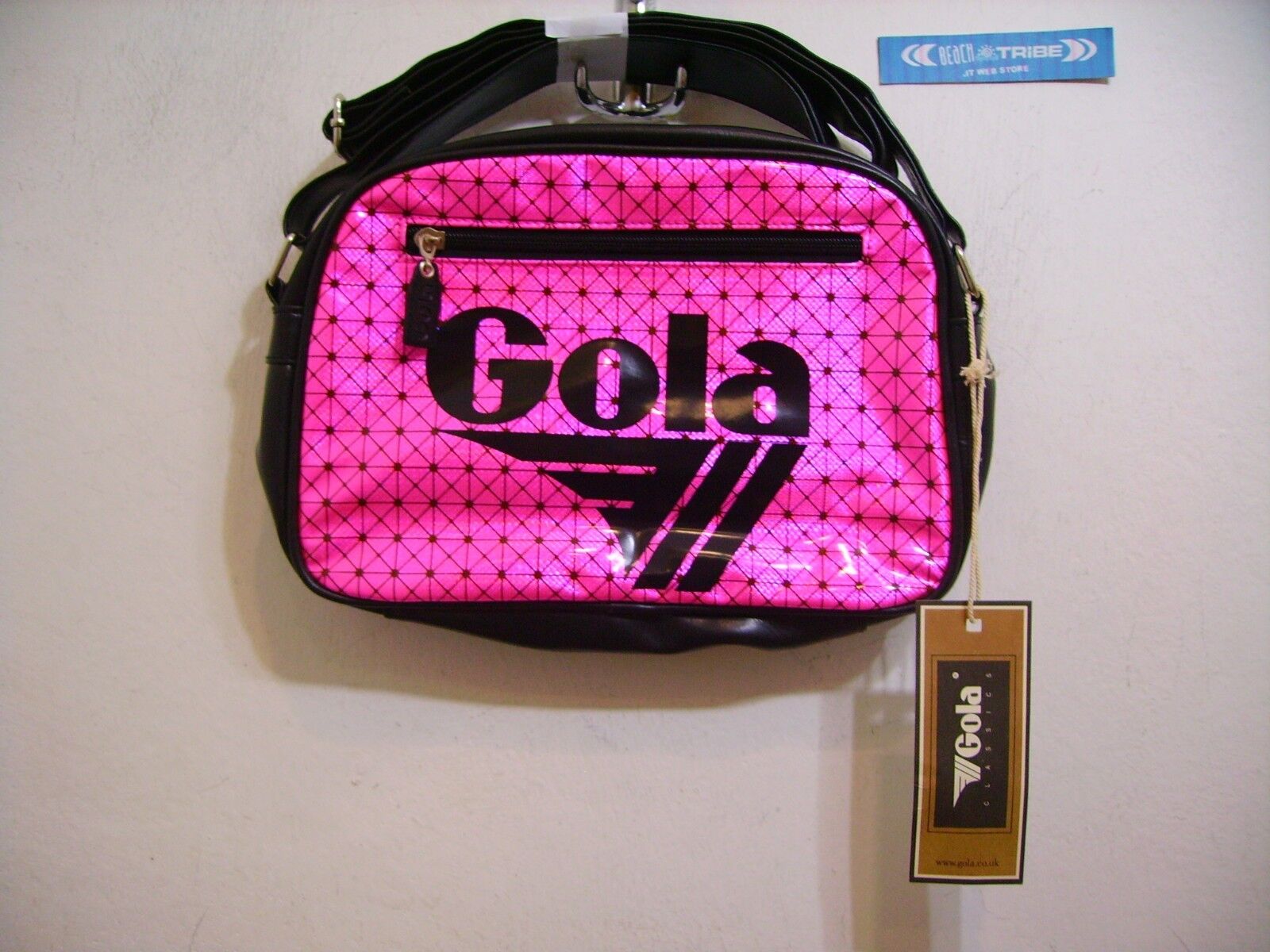 GOLA BORSA PICCOLA MINI REDFORD 3D HOLOGRAM CUC014 PINK BLACK ROSA FUCSIA NERO