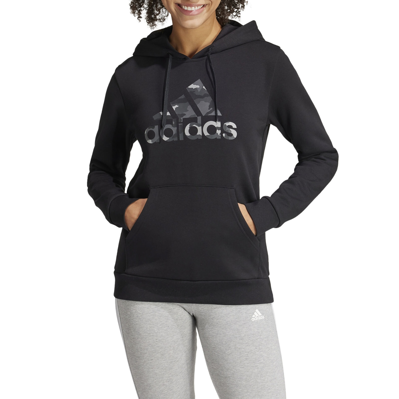 Adidas Felpa da Donna con Cappuccio Camo Graphic Nera Taglia M Codice IW5154