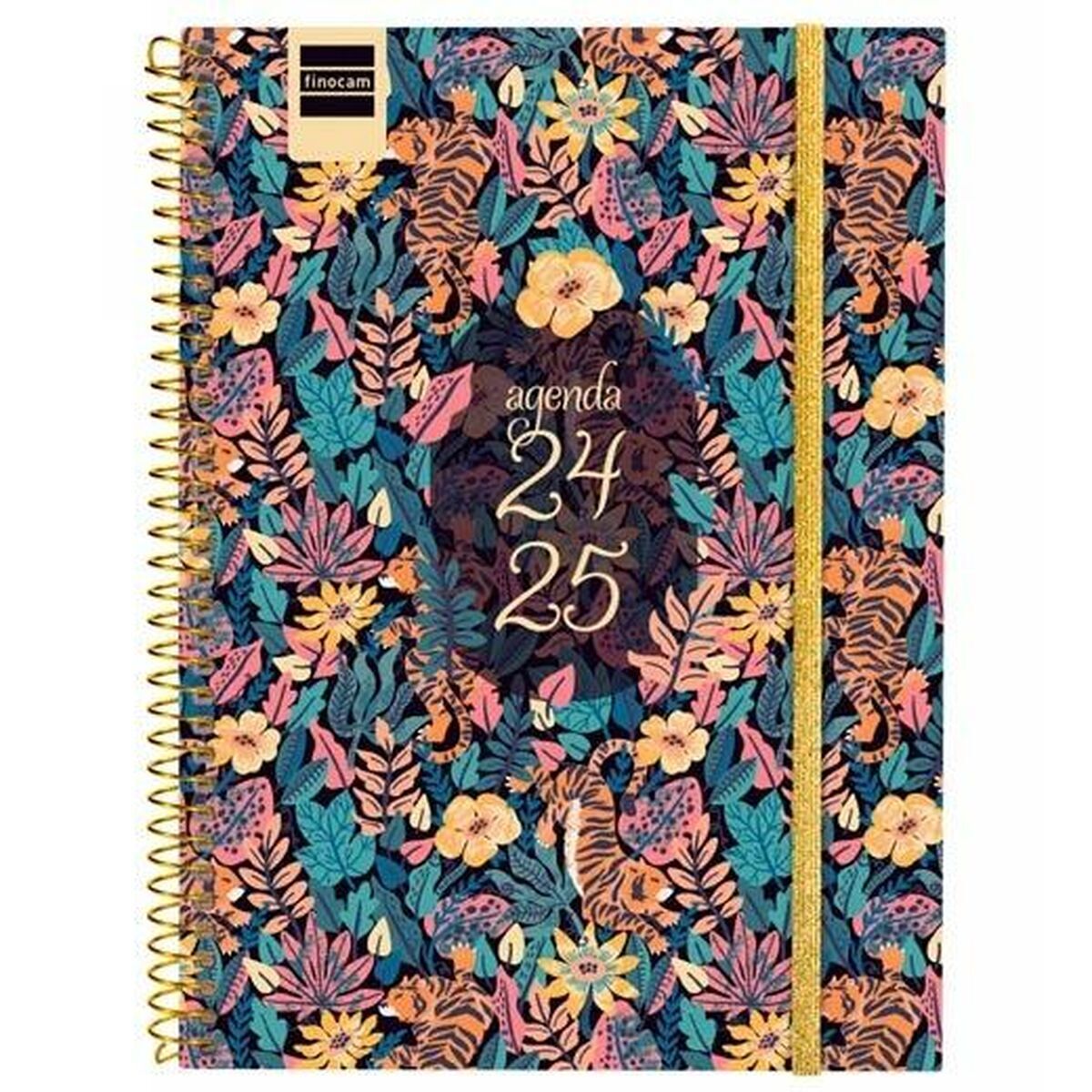 Agenda Finocam TIGER Multicolore Quarto 15,5 x 21,2 cm 2024-2025 Floreale
