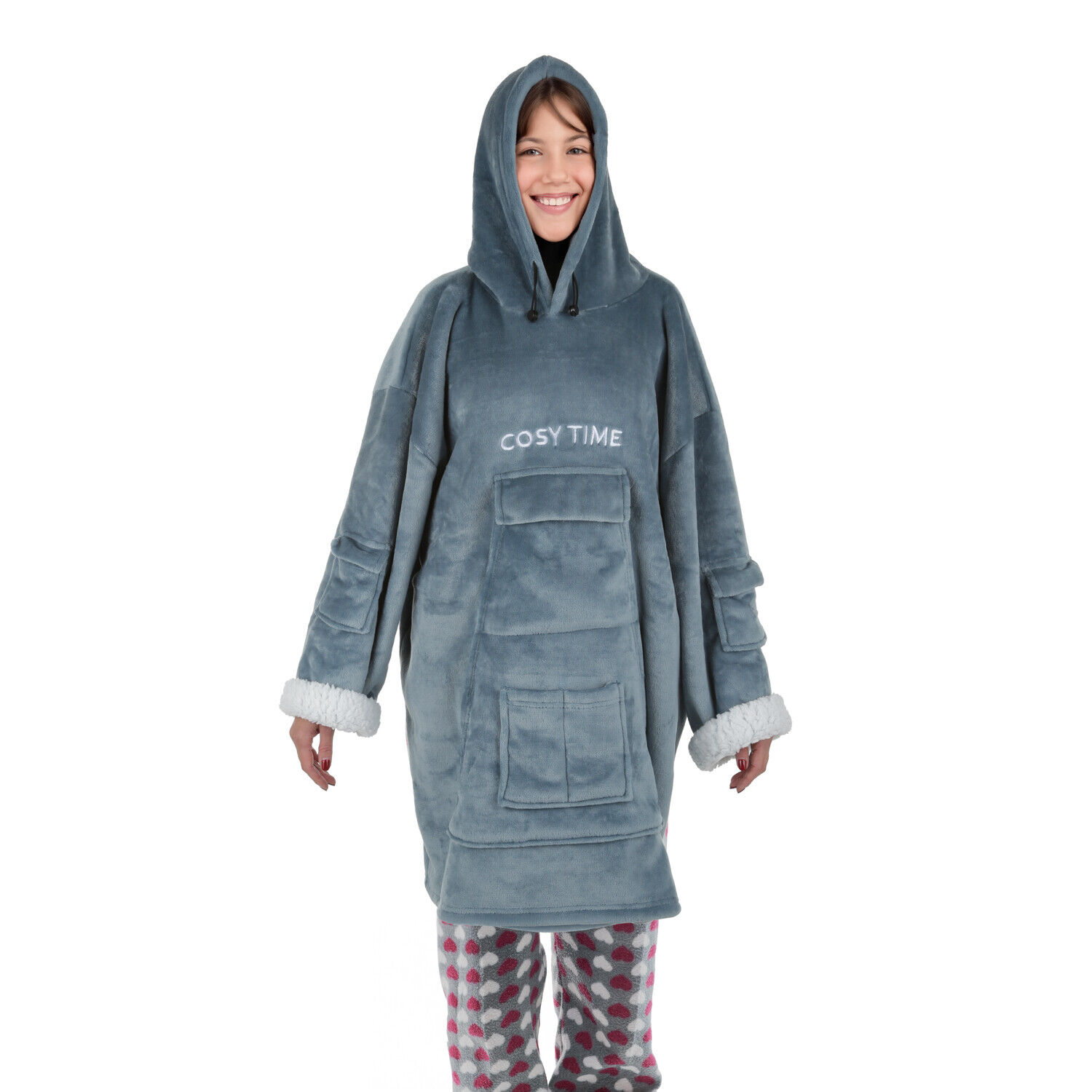 Felpa con cappuccio Cozy Time blu blu