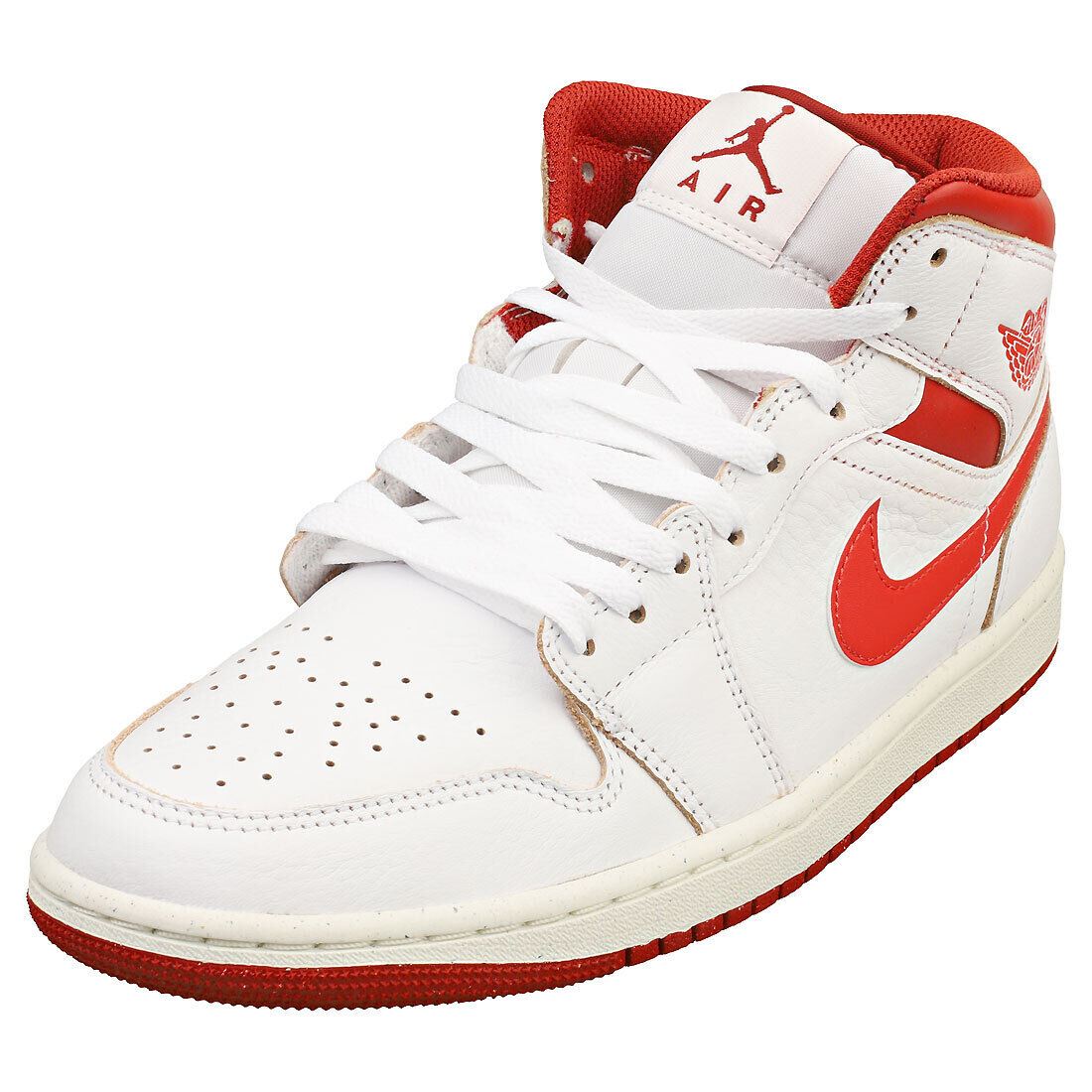 Nike AIR JORDAN 1 MID SE Uomo - Sneakers Moda Pelle Bianco Rosso - 42.5 EU