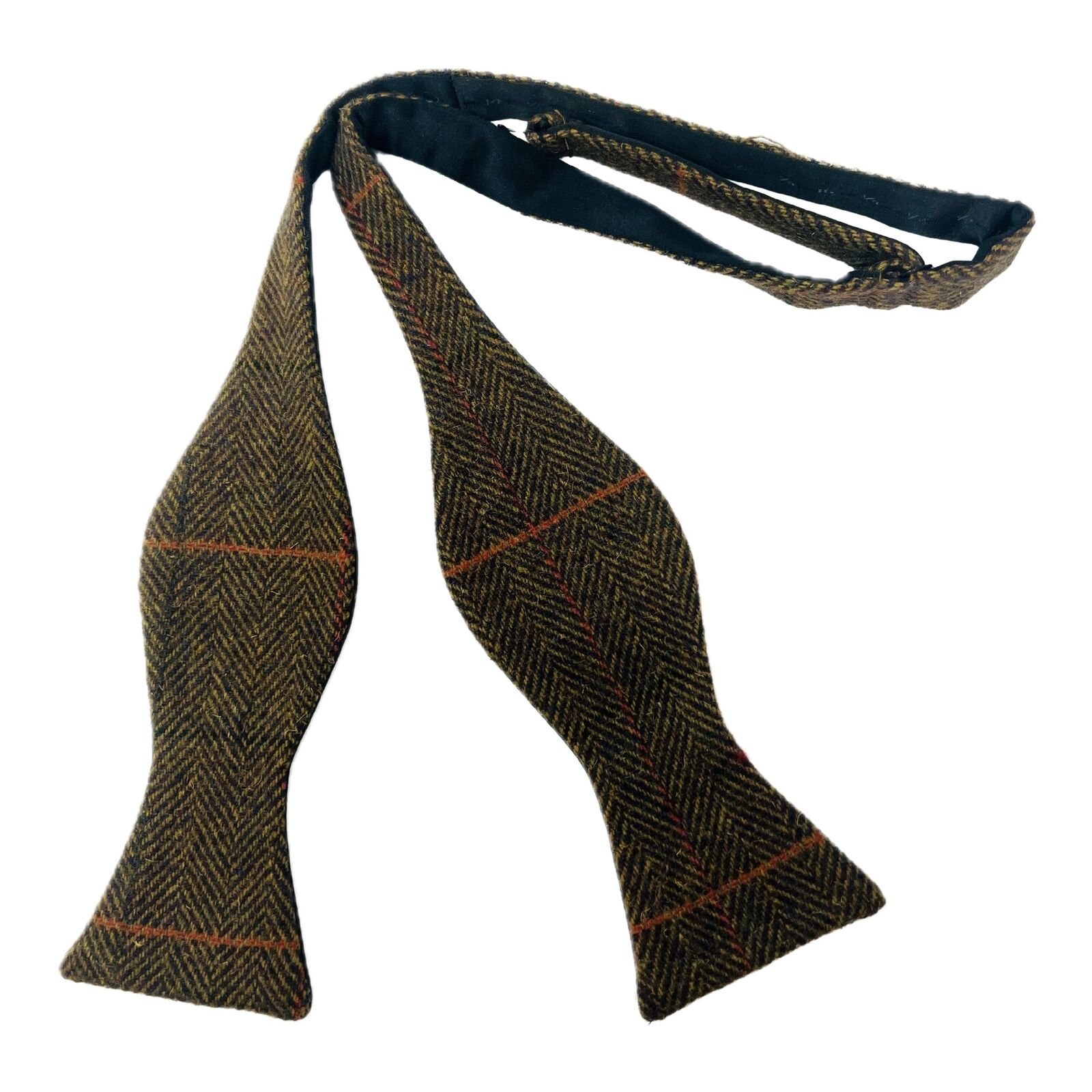 Cravatta A Farfalla In Tweed Marrone Dijon A Righe A V V