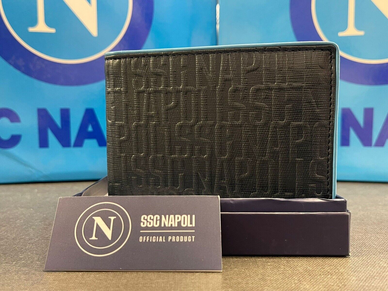 Portafoglio SSC NAPOLI Ufficiale Uomo Vera Pelle Enzo Castellano Portacarte