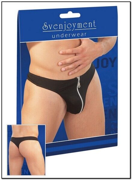 TANGA NERO CON ZIP ARGENTO SVENJOYMENT INTIMO UOMO SEXY SCHOP TG.S