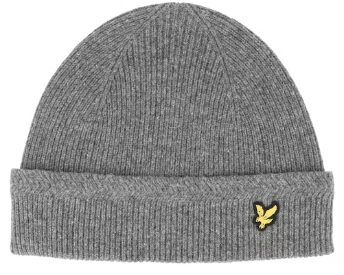 LYLE & SCOTT RICKED RIB BEANIE HAT MID GREY MARL, NEW!