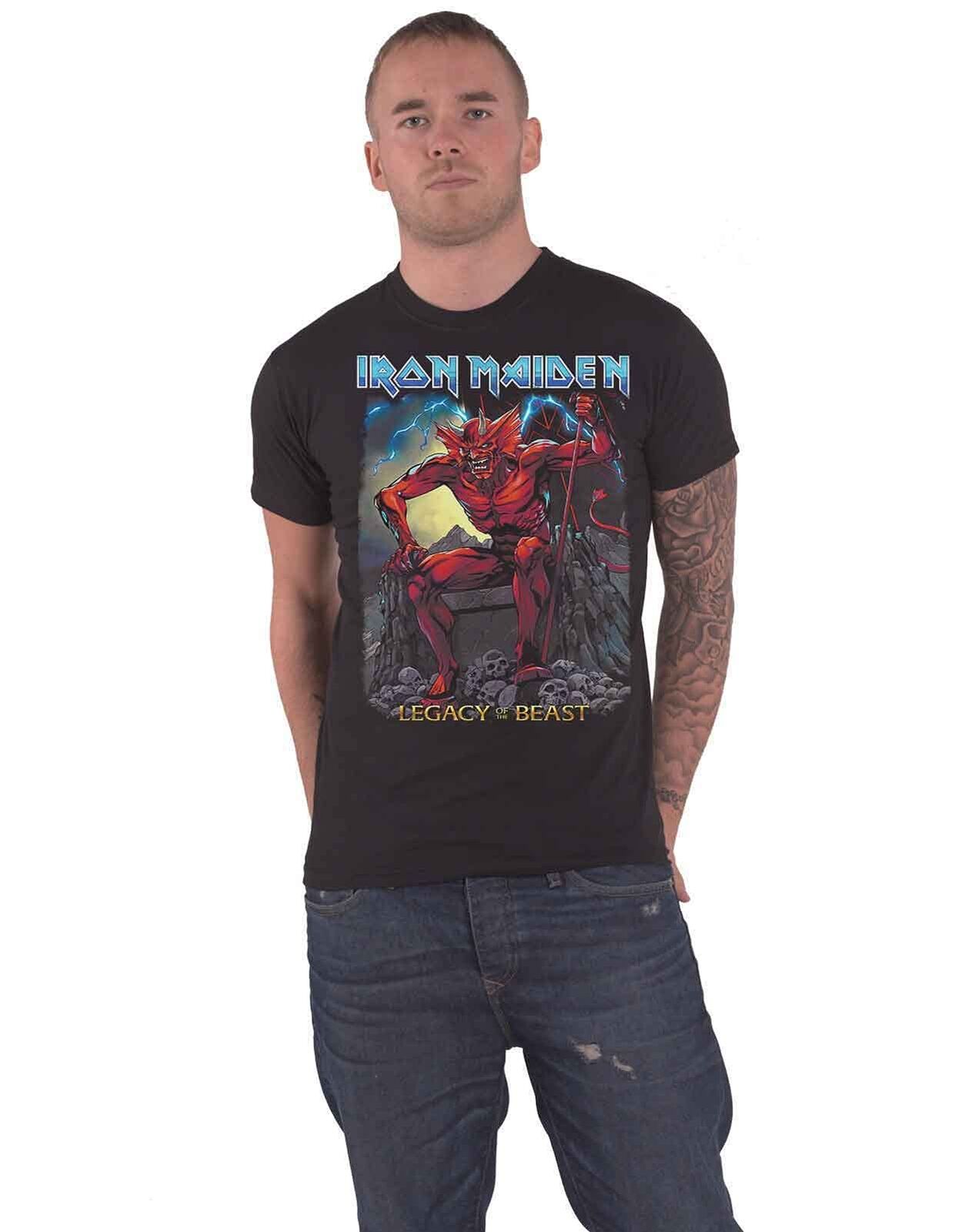 Iron Maiden T Shirt Legacy of The Beast Devil Band Logo Nuovo Ufficiale Uomo XXL
