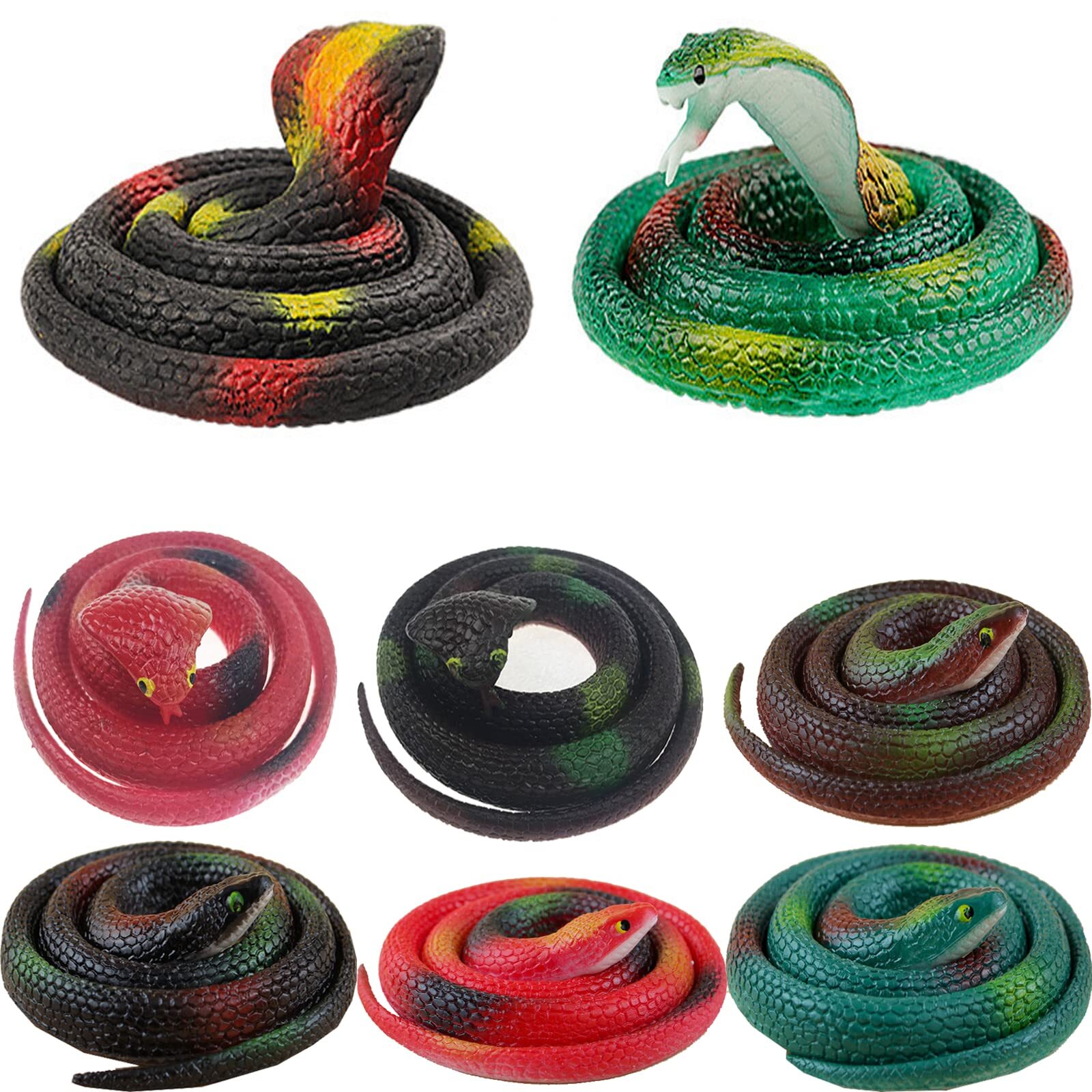 YouYuer 8 Pezzi Serpenti di Gomma Serpenti Finti Realistici Serpente Giocatto...