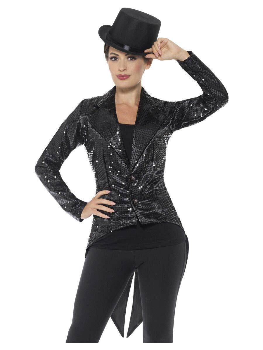 Smiffys Sequin Tailcoat Jacket, Ladies, Black (Size L)