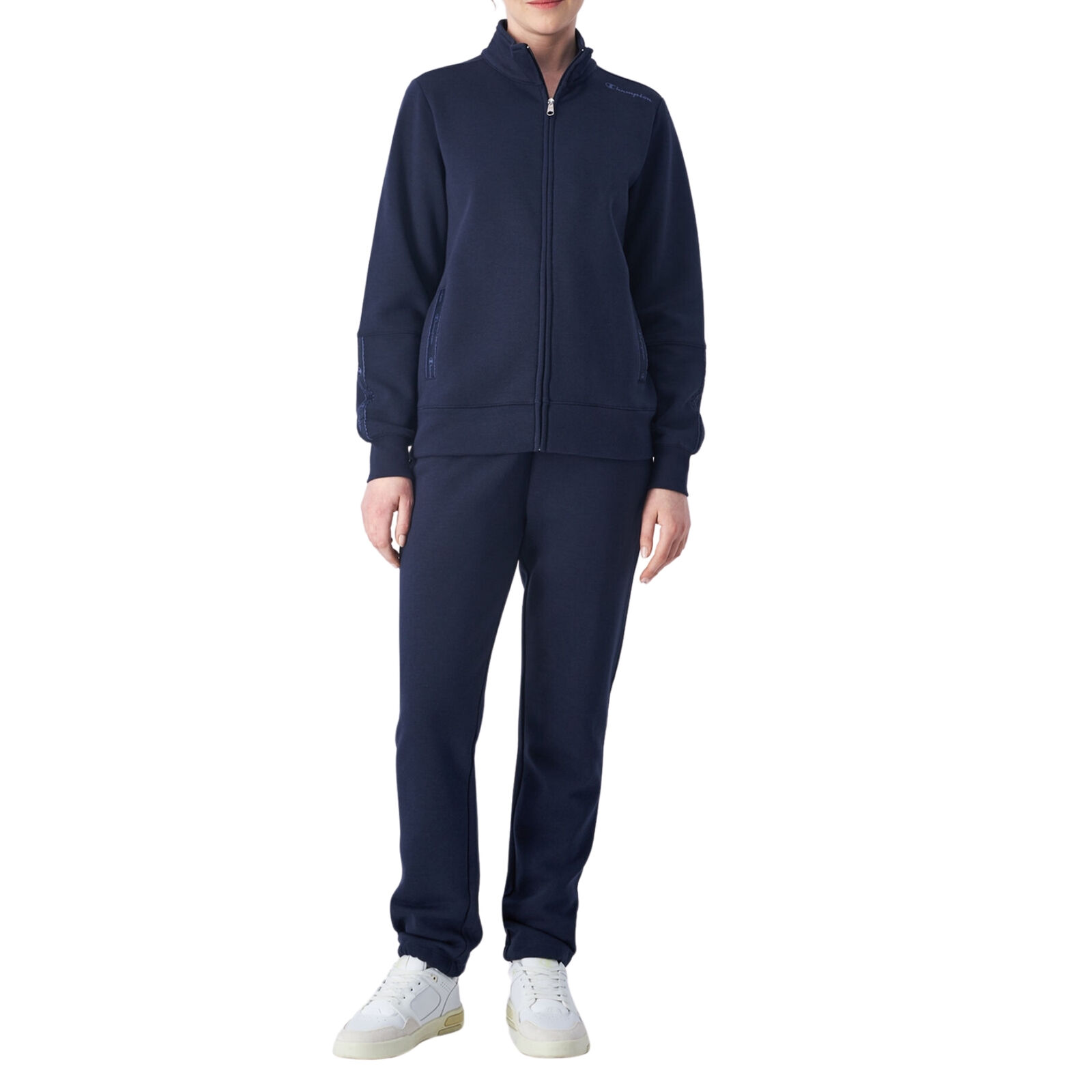 Champion Tuta Da Donna In Felpa Jacquard Con Bande Decorative Blu Taglia S Co...