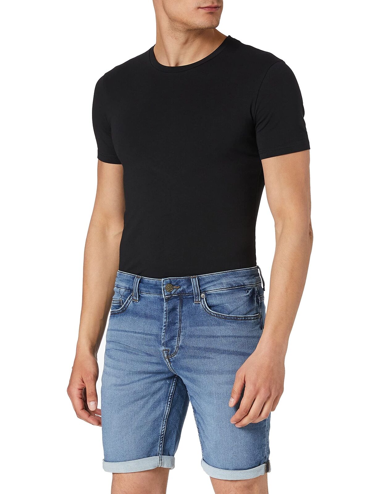 Only & Sons Pantaloncini di Jeans Uomo M Blu Denim