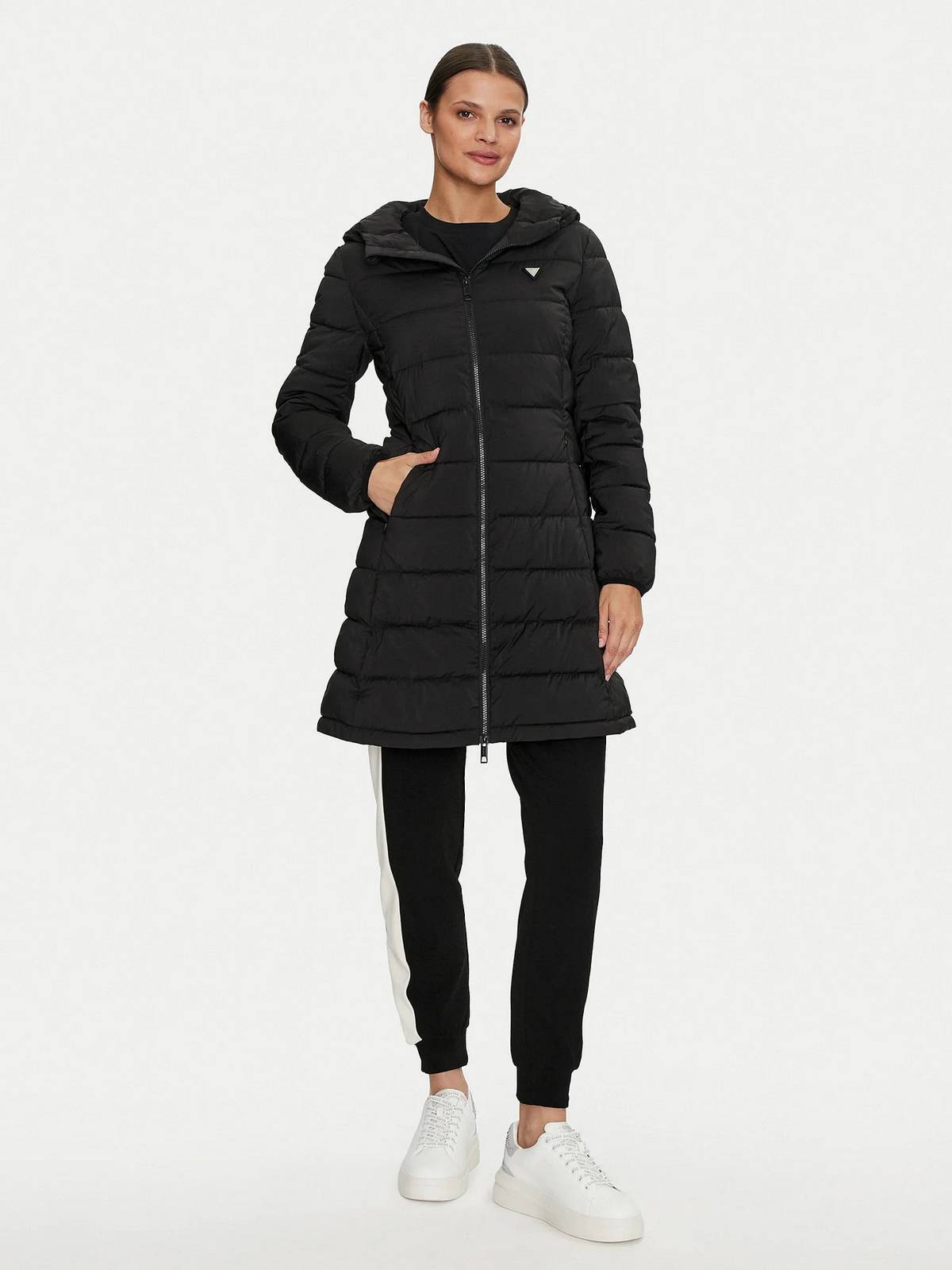 Guess New Aleta Long Puffer Jacket Nero - Taglia S Abbigliamento Donna