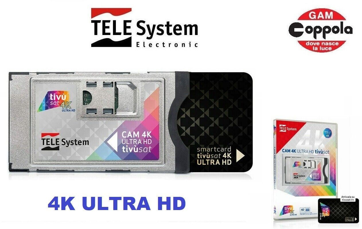 CAM TIVUSAT 4K ULTRA HD TELESYSTEM TV SAT CAM 4K HD TELE SYSTEM CON TESSERA ITA
