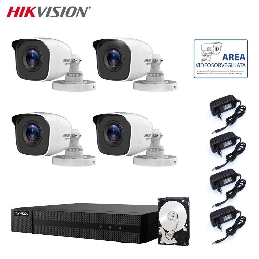 KIT TELECAMERE HIKVISION VIDEOSORVEGLIANZA DVR 8 CANALI 4 TELECAMERE 2 MPX HD...