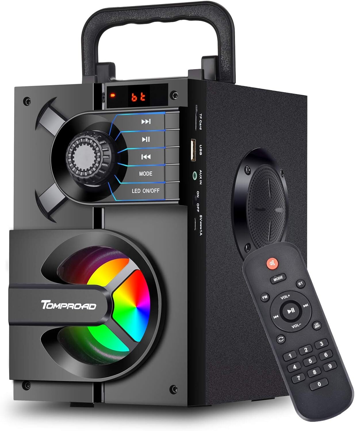 Altoparlante Bluetooth, cassa stereo portatile con subwoofer, senza Nero