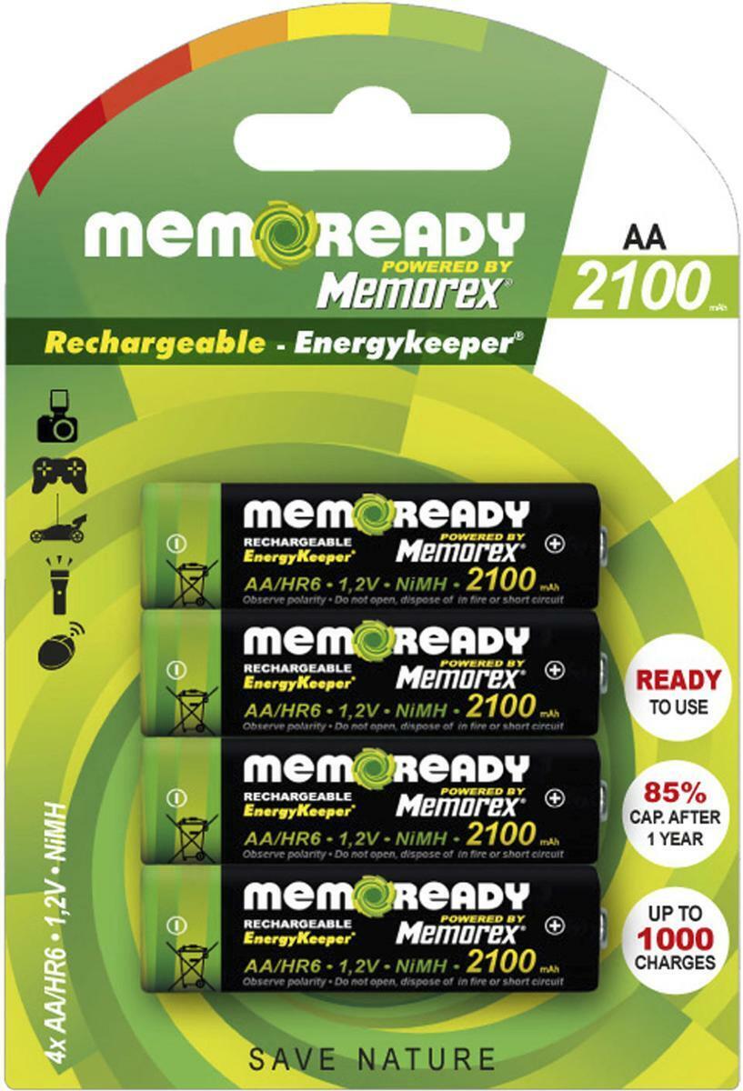 4 batterie ricaricabili AA Stilo MEMOREX 2100 mAh