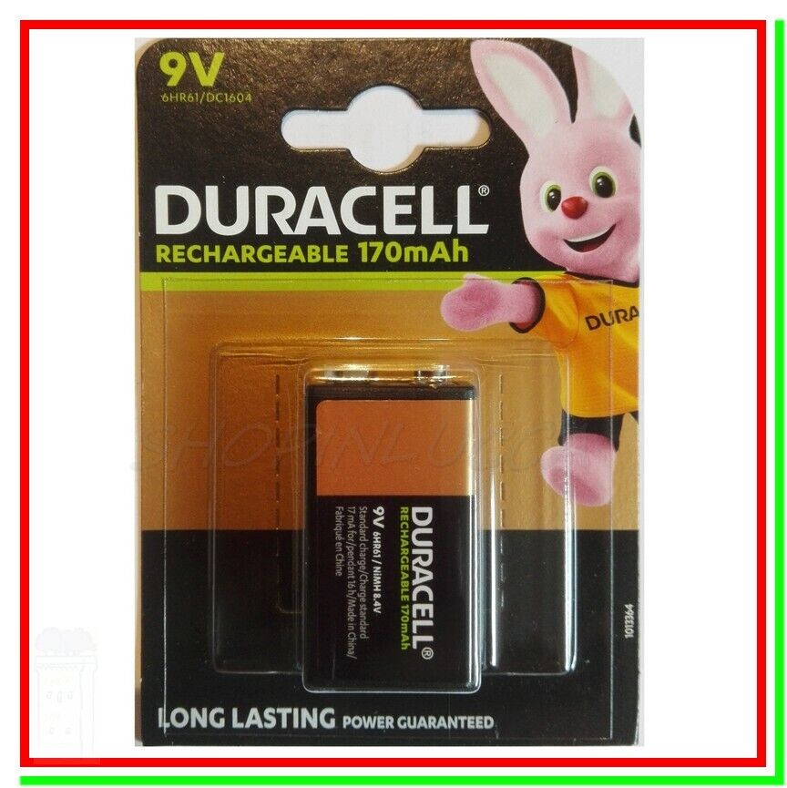 DURACELL Ricaricabile 9v Pila Batteria 9 V volt TRANSISTOR Block DC1604