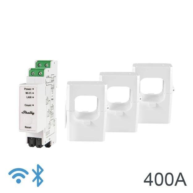 Shelly Contatore elettrico Shelly Pro "Pro 3EM 400A" con 3 pinze da 400A