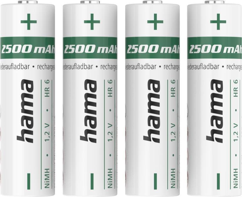 Hama NiMH AA Mignon Rechargeable Batteries 4-Pack 2500mAh 1.2V
