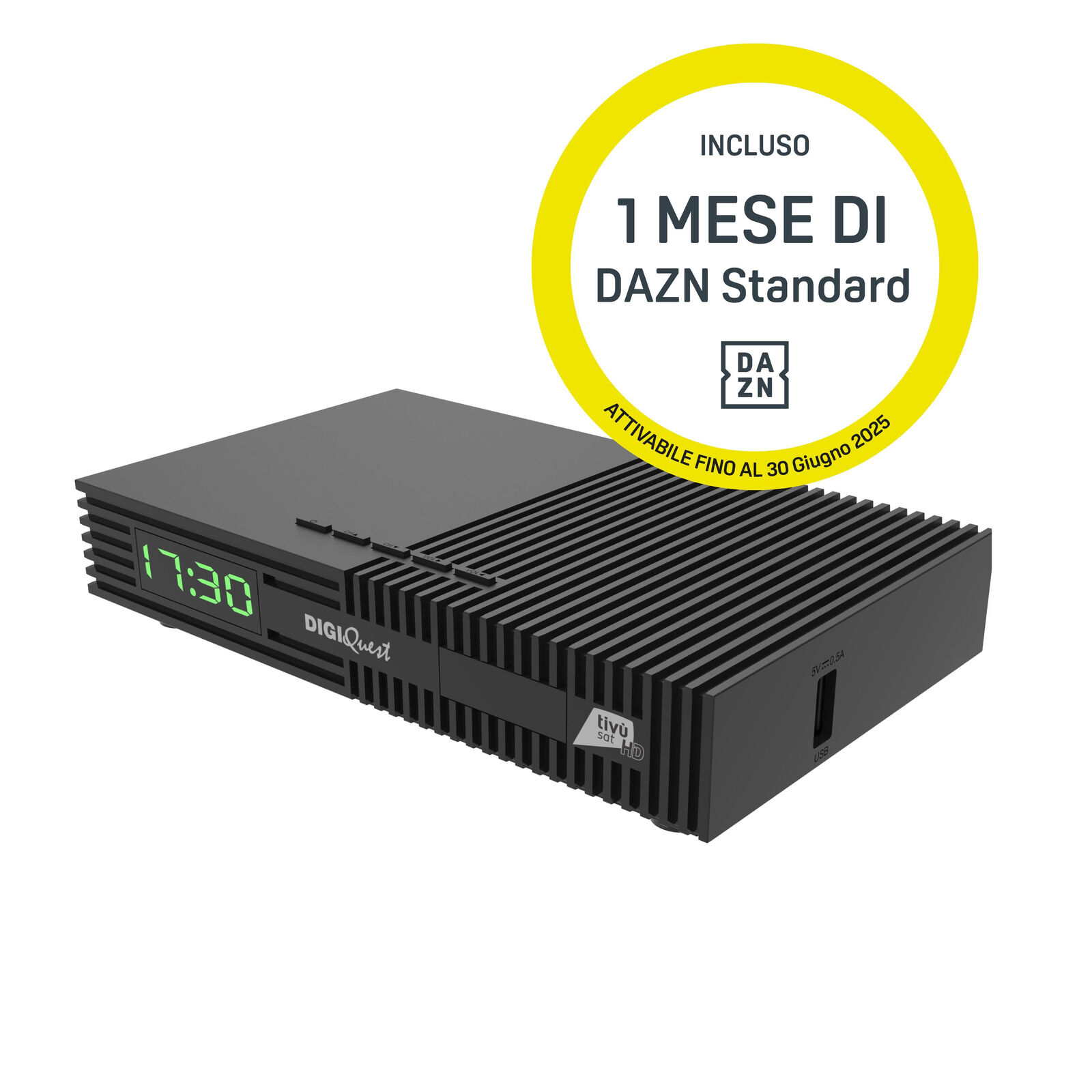Digiquest Ti9 Ricevitore Satellitare DVB-S2 con Smartcard Tivusat e 1 Mese Dazn