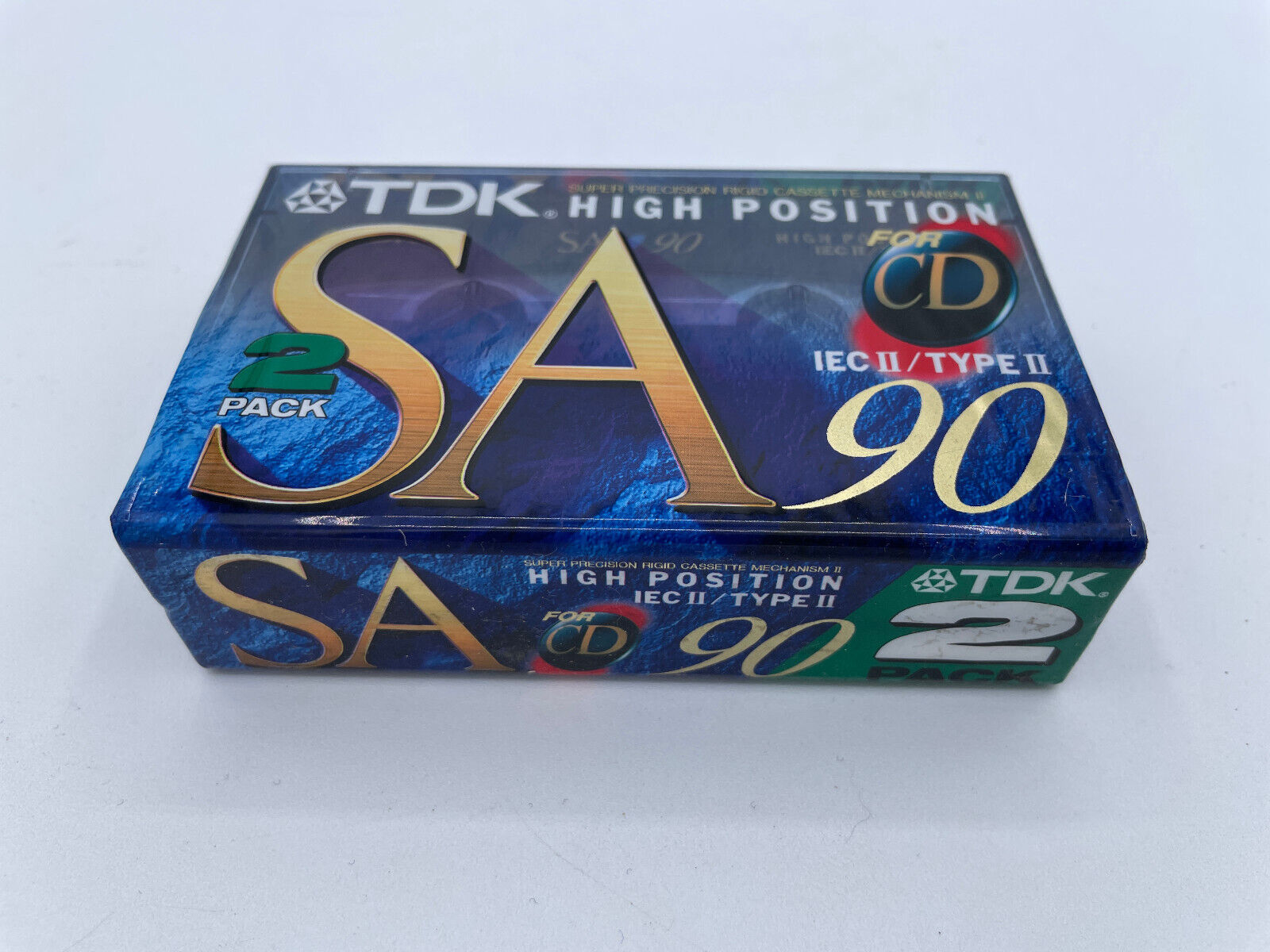 Vintage Audio Cassette TDK 2 PACK SA-90EA2 TYPE II nuovo sigillato