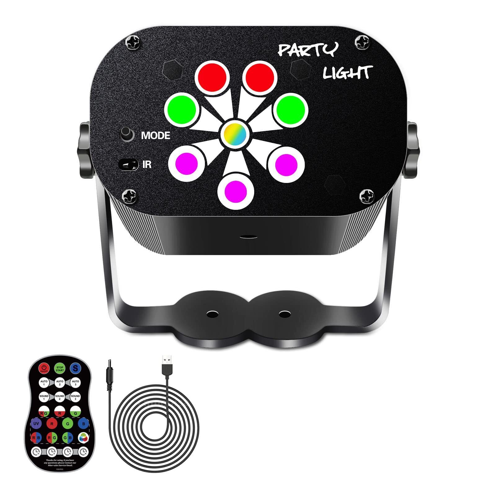 Luci Festa lampada DJ Luci Discoteca Effetti Luce LED USB Suono Attivato Fare...