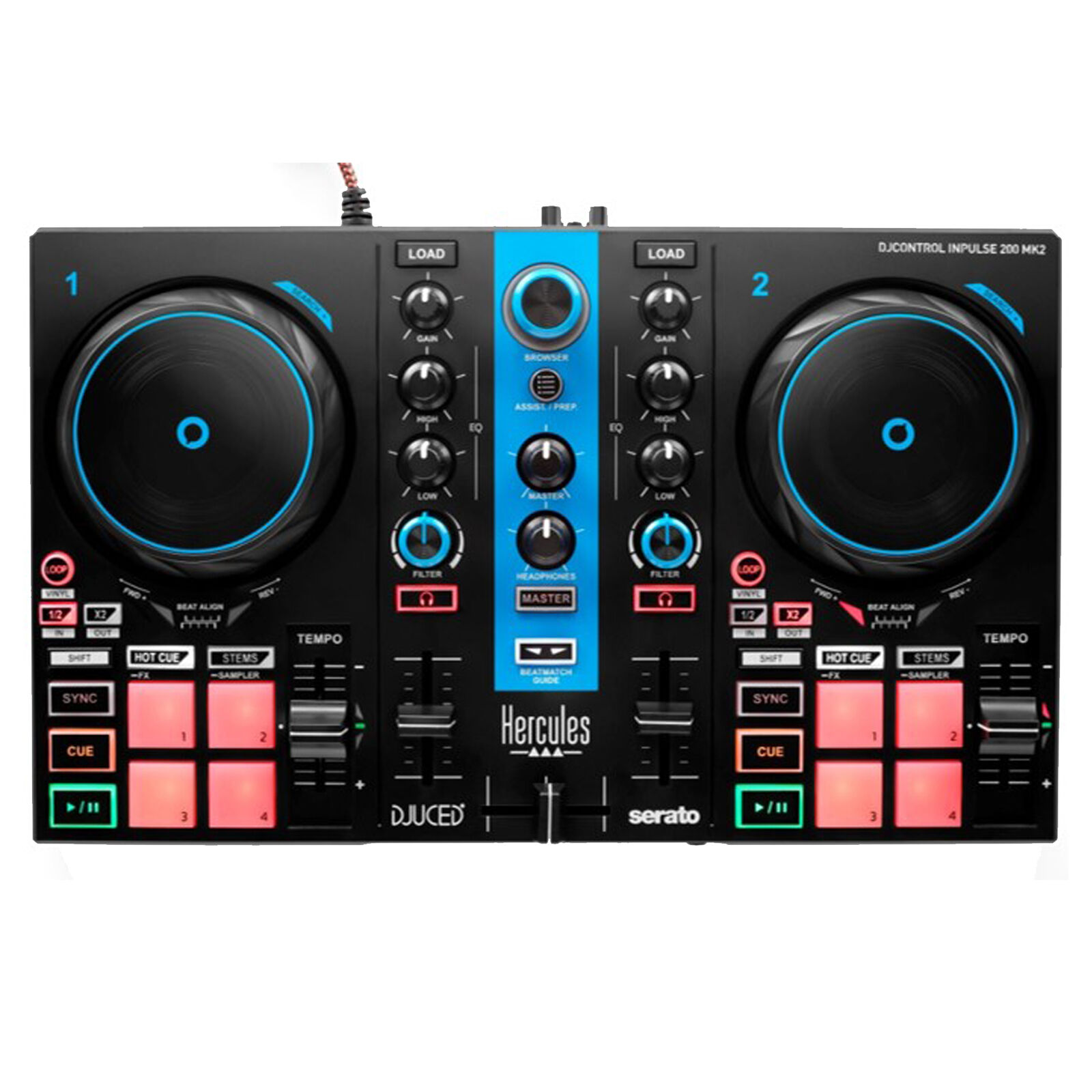 Hercules DJ CONTROL INPULSE 200 MKII BLUE EDIT. Controller Dj 2xDeck funz. Stems