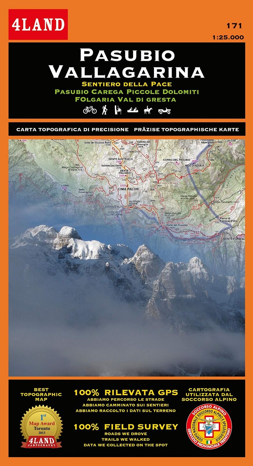 4LAND 4LAND 171 - Pasubio Vallagarina - 1:25.000, GPS map, waterproof (Map)