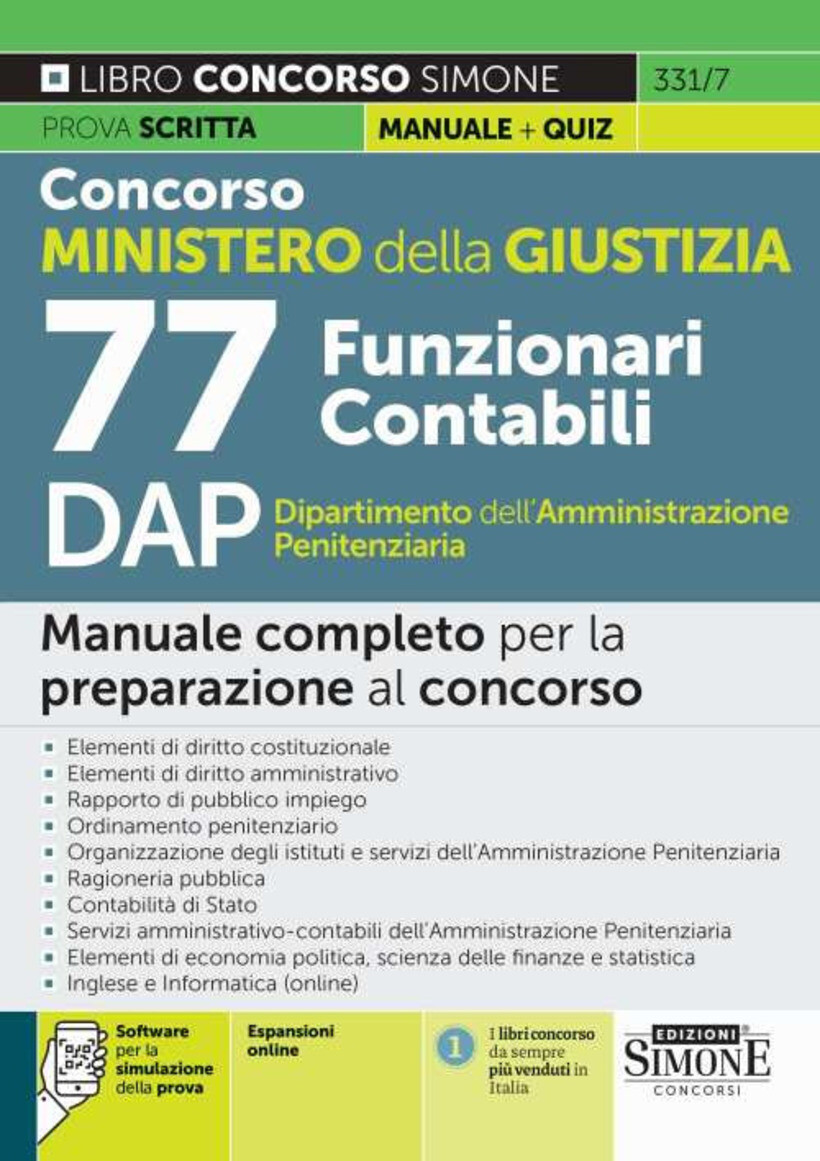 CONCORSO MINISTERO DELLA GIUSTIZIA. 77 F - AA.VV. 9788891441164