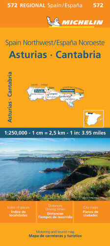 Michelin Map Spain: Northwest, Asturias, Cantabria Map 572 by Michelin
