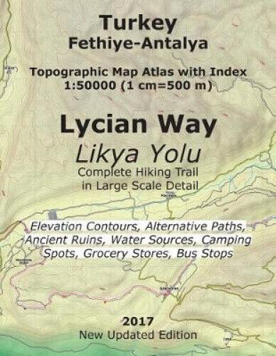 Turkey Fethiye-Antalya Topographic Map Atlas with Index 1: 50000 (1 CM=500 M)