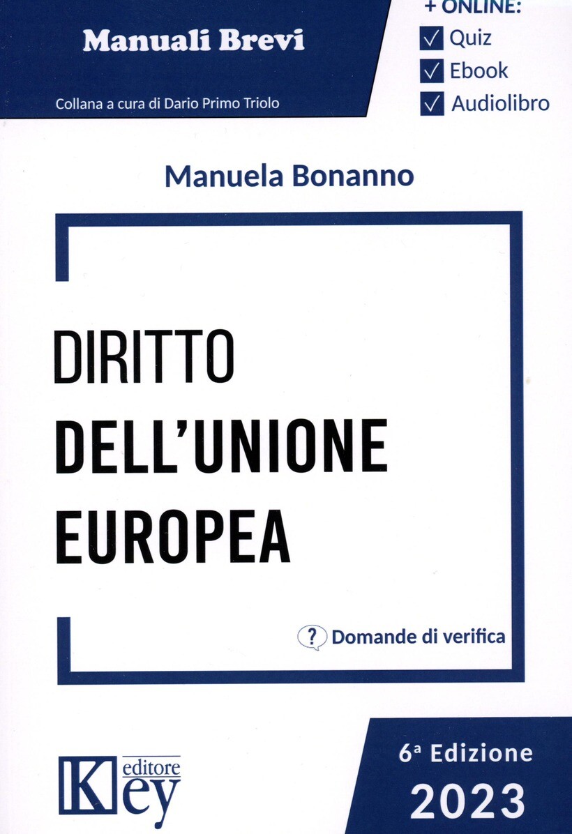 DIRITTO DELL'UNIONE EUROPEA - BONANNO MANUELA 9788827912584