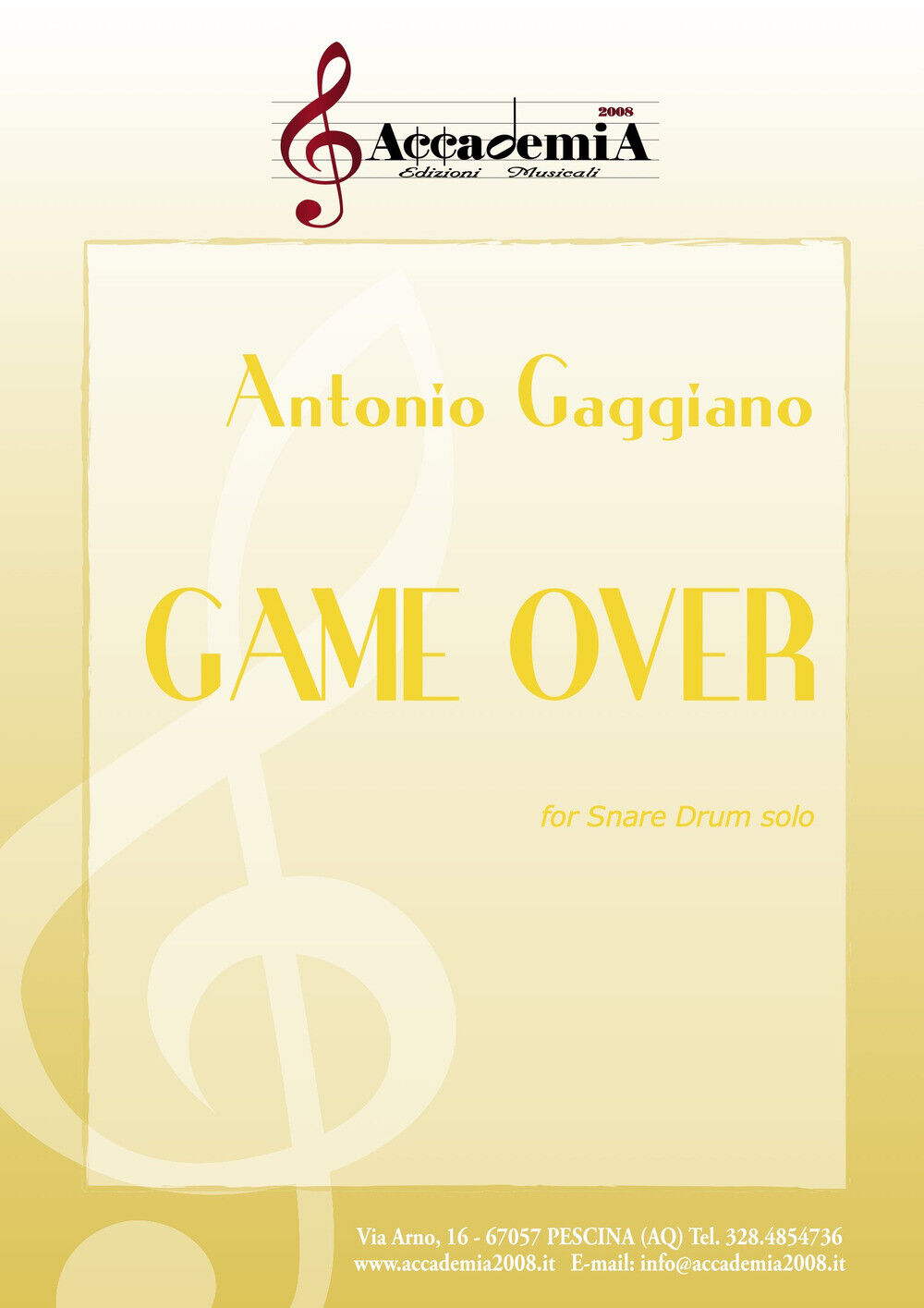 Game over. For snare drum solo. Partitura - Gaggiano Antonio