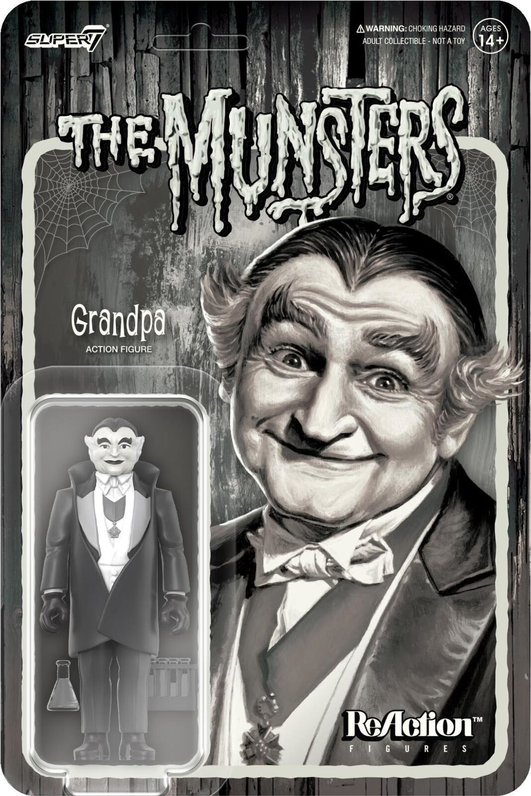 Munsters: Super7 - Reaction Figure Wave 2 - Grandpa (Grayscale) -