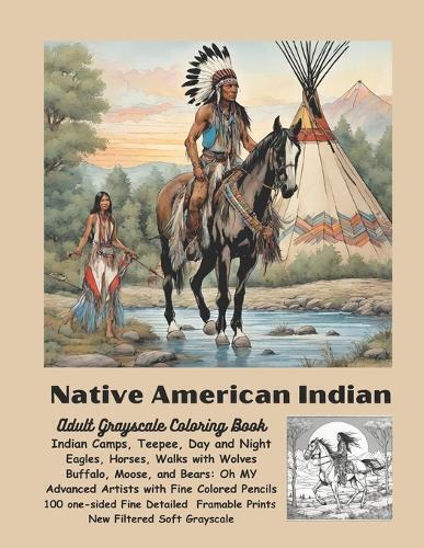 Debra Frame Native American Indian Adult Grayscale Coloring Book (Tascabile)