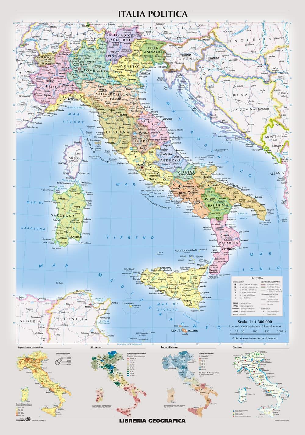 Italia fisica e politica (Carta murale) - AA.VV.