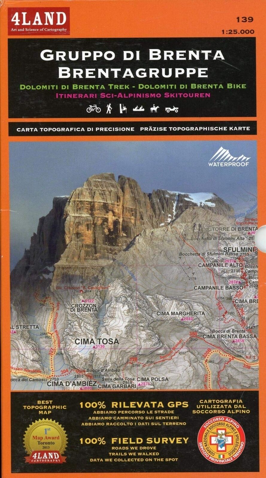 Gruppo di Brenta. Parco naturale Adamello Brenta. Carta escursionistica 1:25.000