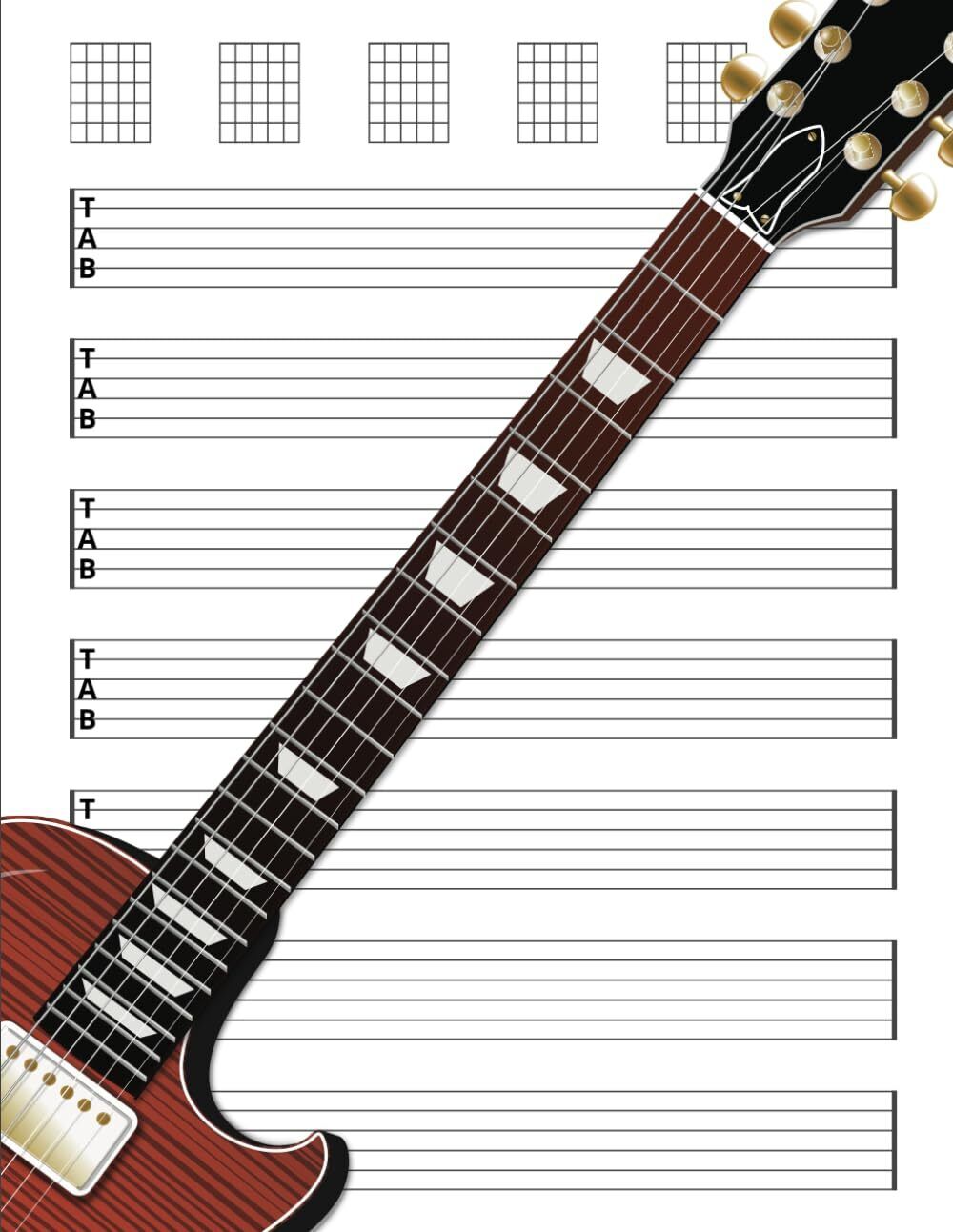 Guitar Tab Notebook Blank Guitar Tablature Writing Paper with Chord Fingering...