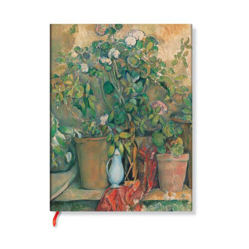 Cezanne’s Terracotta Pots and Flowers Midi Unlined Hardback Journal (Elastic