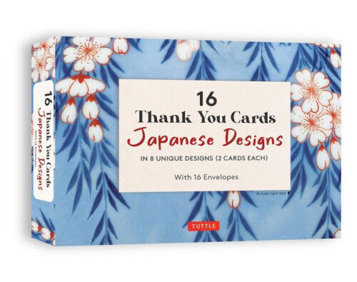 16 Thank You Cards Japanese Designs: 4 1/2 X 3 Inch Blank Cards in 8 Lovely