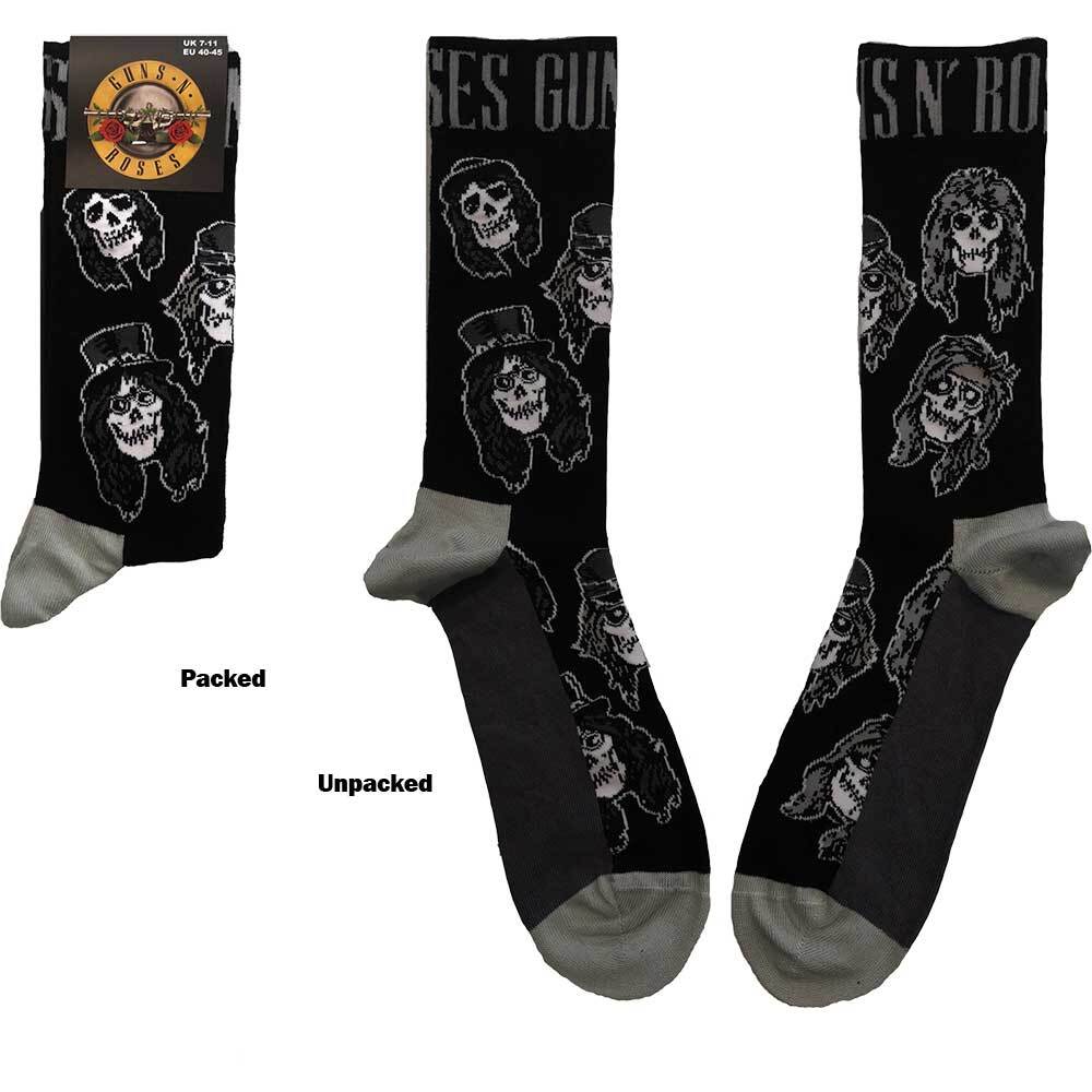 Guns N' Roses: Guns N' Roses Unisex Ankle Socks: Skulls Band Monochrome (Uk Size