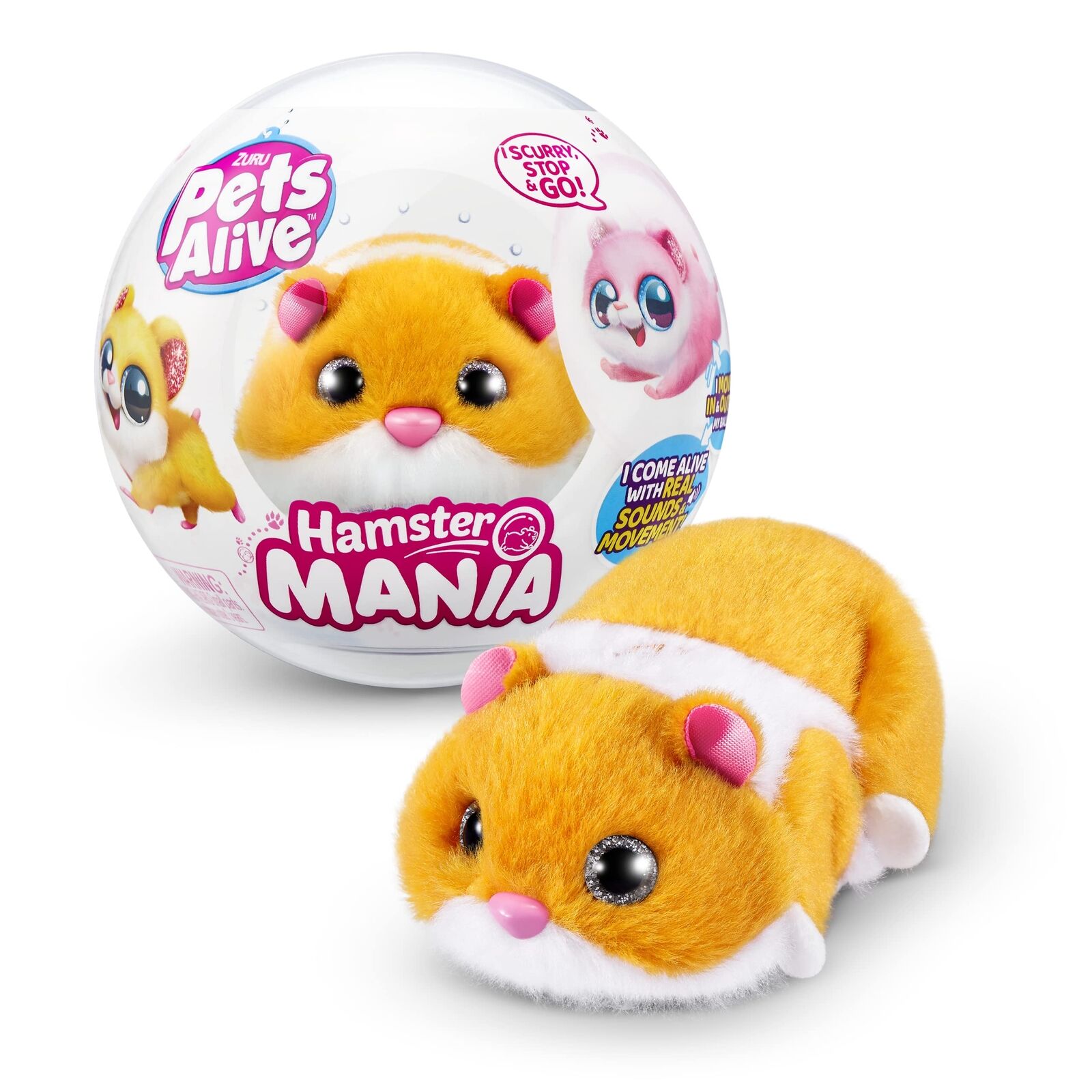 Pets Alive Hamster Mania by ZURU Orange Hamster Pet Nurture Soft Toy Real Ali...