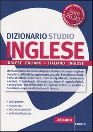 Dizionario Inglese. Inglese - italiano / italiano - inglese - Ed. Vallardi