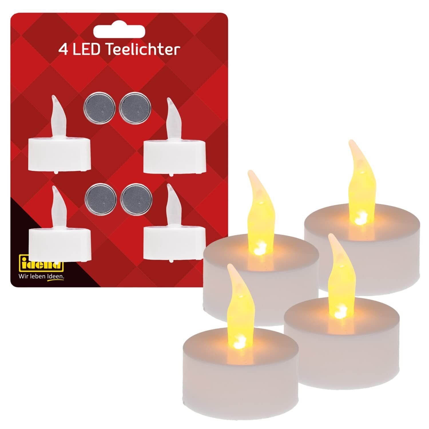 Idena 4 Idena LED-Teelichter weiB NUOVO