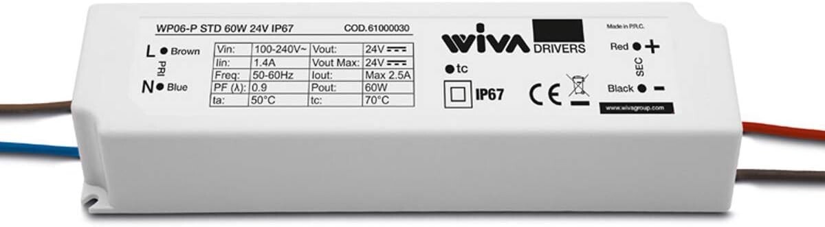 Driver WP06-P STD 60W 24V IP67 – Robusto e Affidabile per Alimentazione LED a Ba