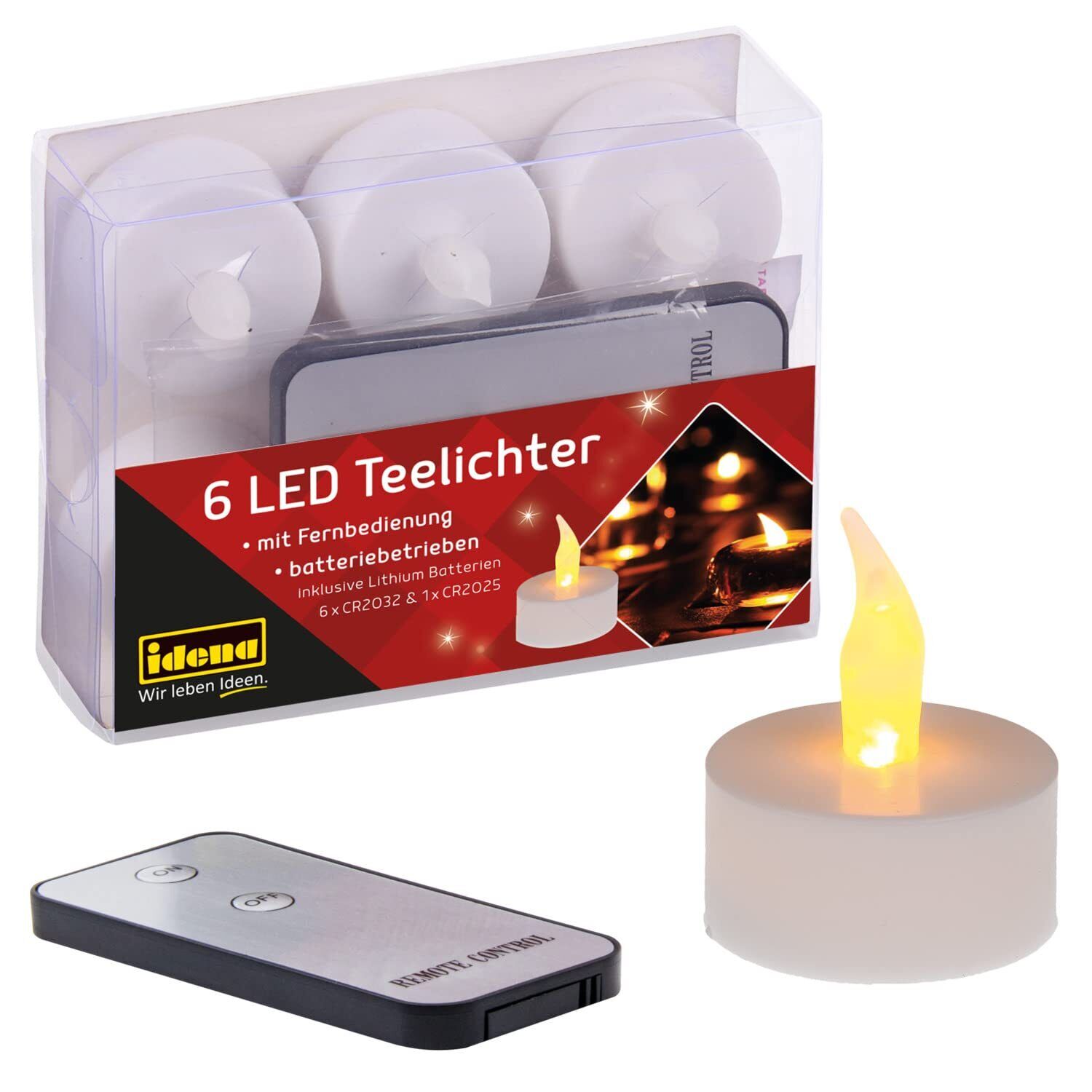6 Idena LED-Teelichter weiB NUOVO