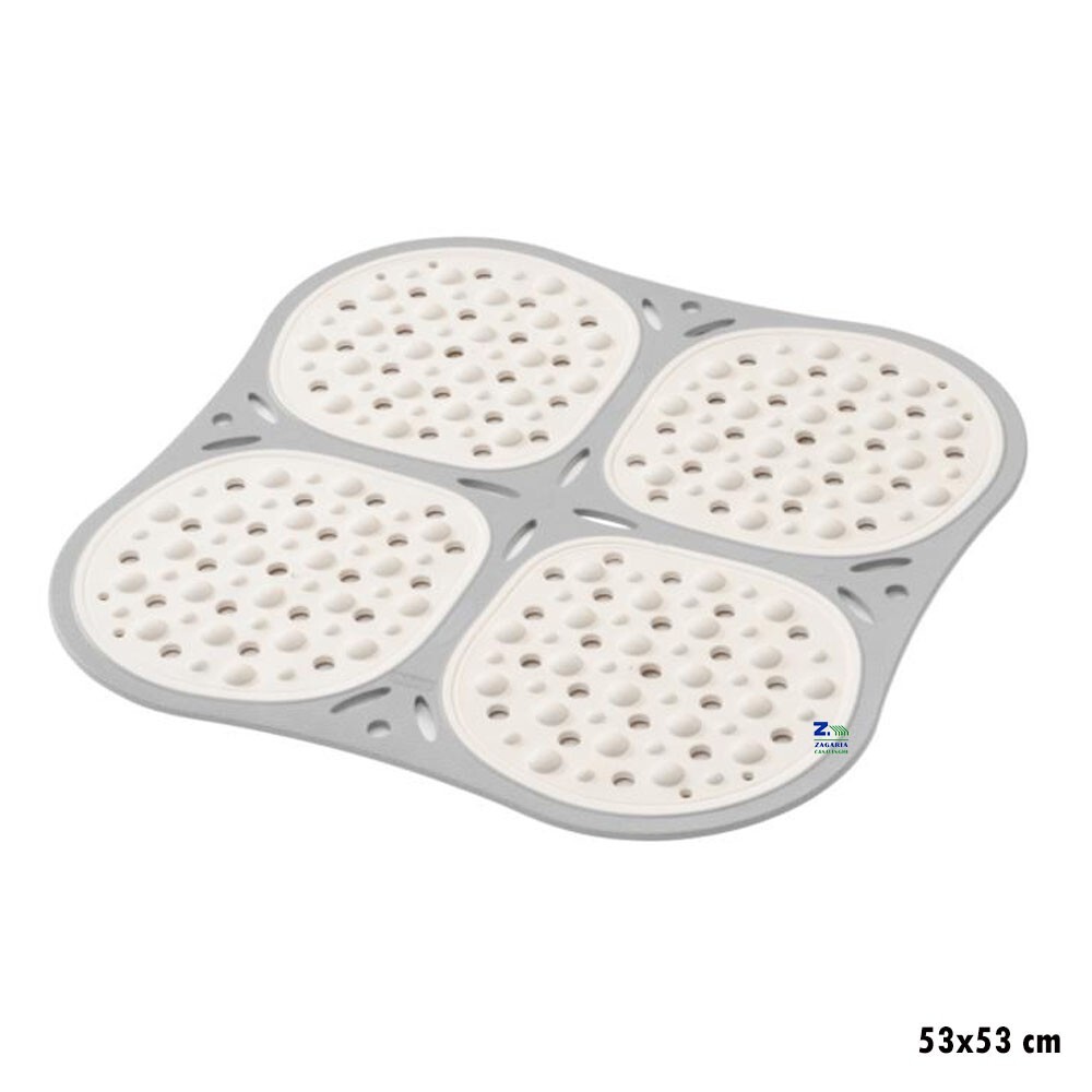 TAPPETO DOCCIA RELAX CM 53X53 BIANCO ANTISCIVOLO ANTIMUFFA CON VENTOSE
