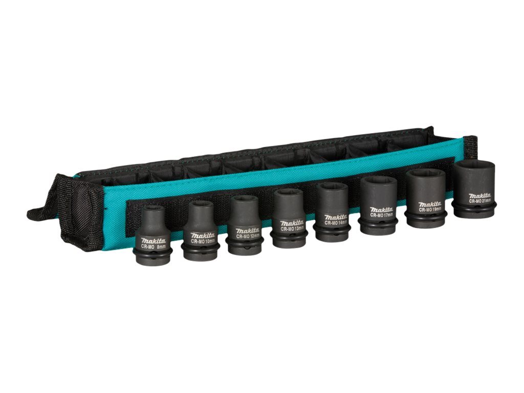 Makita Impact socket set 8 pieces 1/2" square 8 mm, 10 mm, 12 mm, 13 E-02989