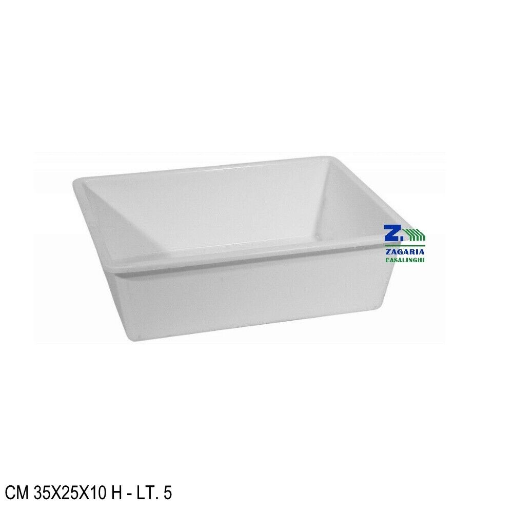 BACINELLA VASCHETTA FRIGO RETTANGOLARE BIANCA PER ALIMENTI CM 35X25X10 H LT. 5