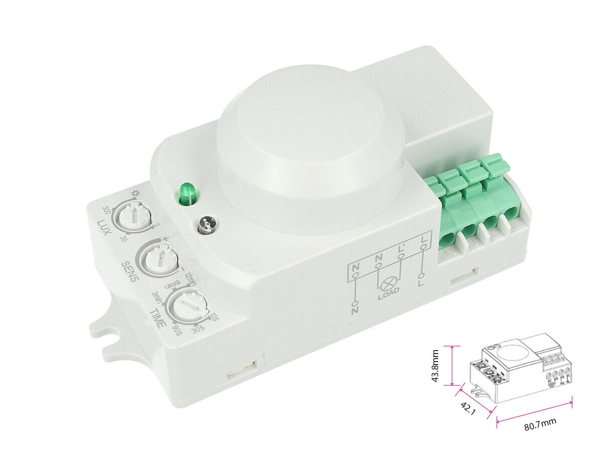 Sensore Micro Onde Microwave Sensor Montaggio a Plafone Da Parete Soffitto IP20